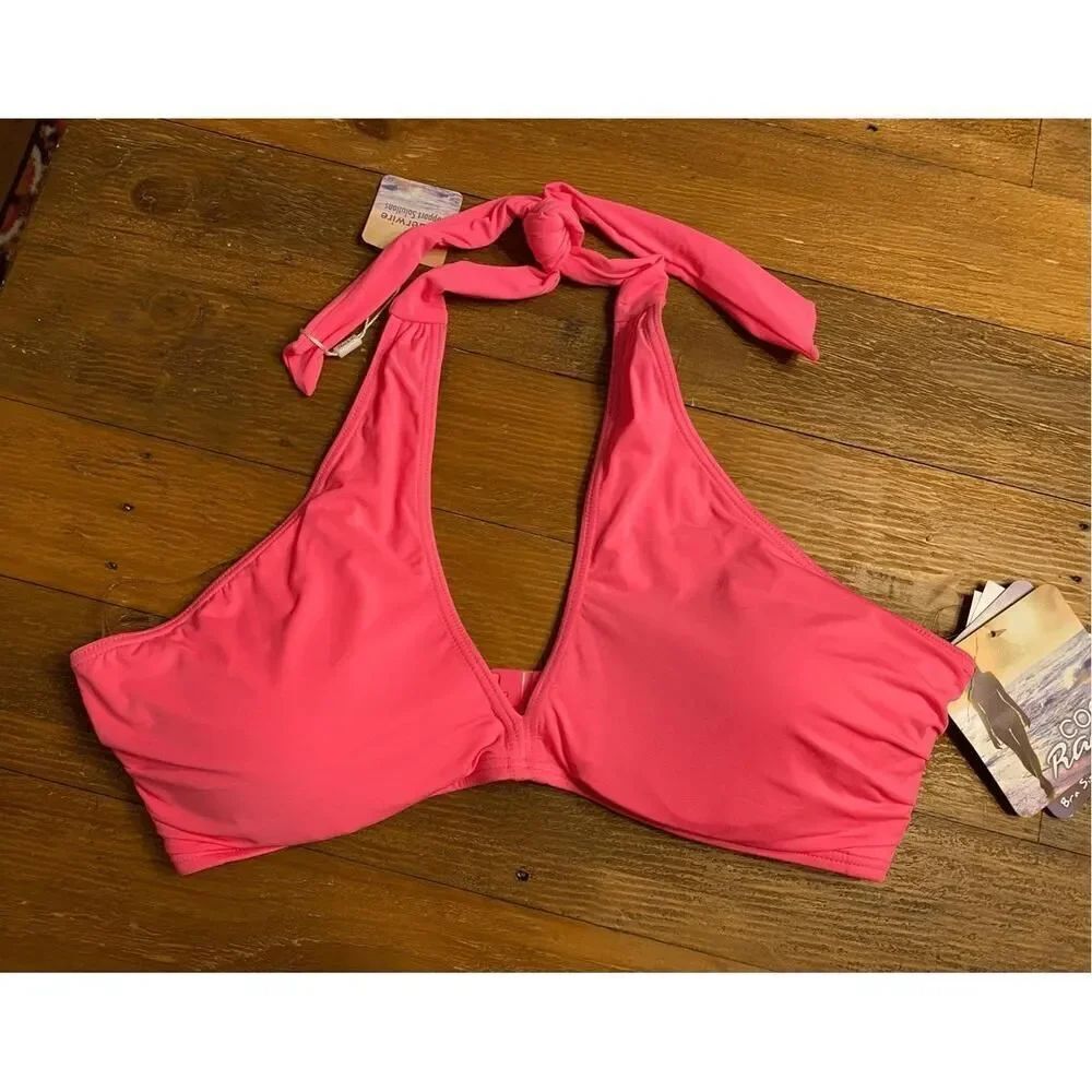 Coco Rave XL 38B/C Rhea Convertible Wrap Underwire Bikini Top Pink NWT